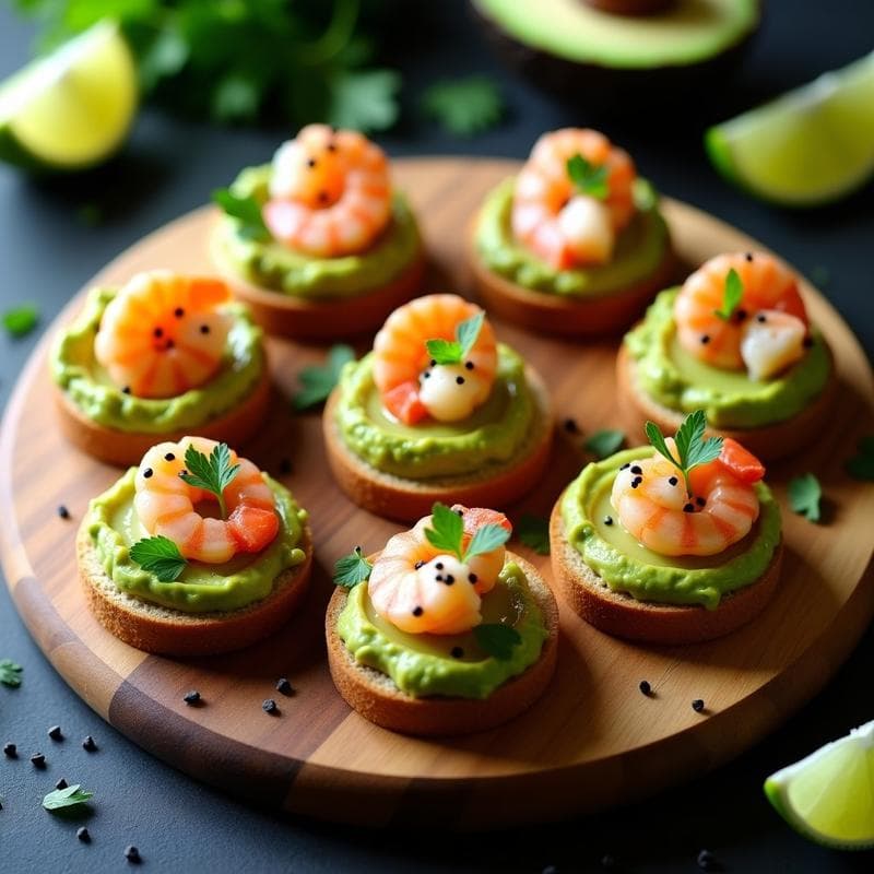 Canapés de Aguacate y Langostinos con Aliño de Lima: Receta Peruana en 10 Minutos