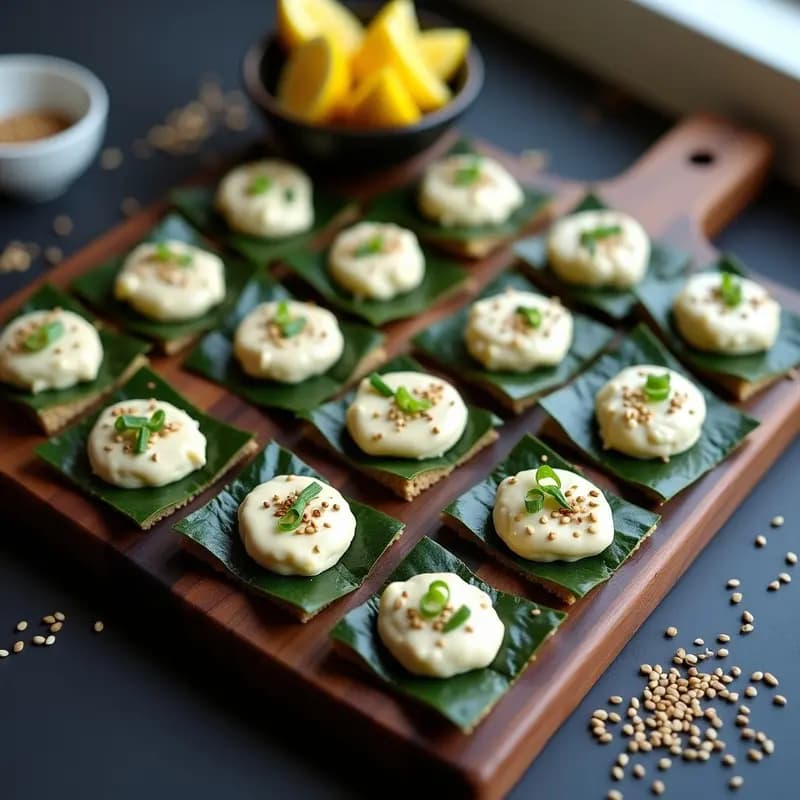 Canapés de Pan de Algas con Paté de Anchoas y Limón: Aperitivo Japonés Keto