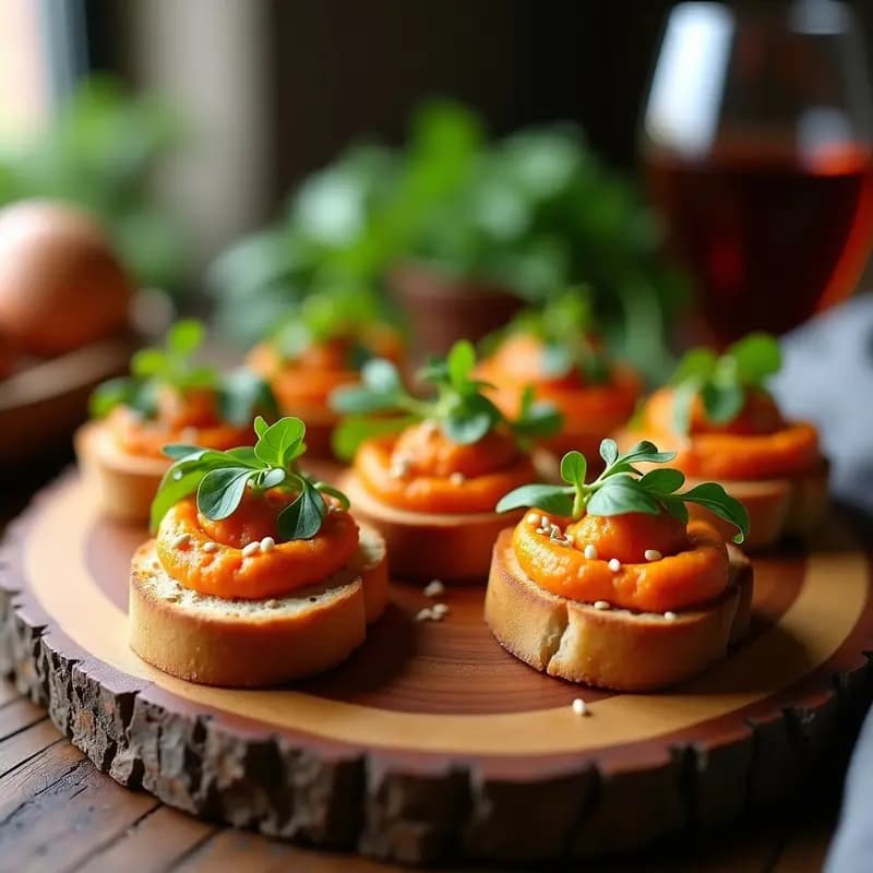 Canapés de Pan de Centeno con Hummus de Lentejas Rojas y Rúcula: Aperitivo Griego Keto
