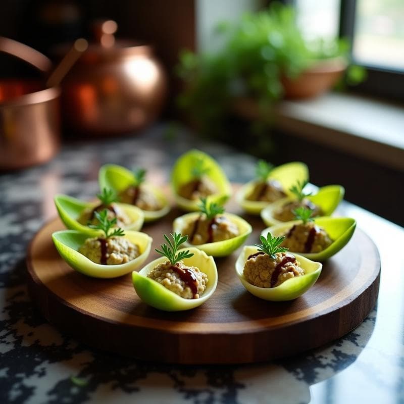 Canapés de Endibia con Paté de Alcachofa y Trufa Negra: Aperitivo Francés Gourmet Sin Harina