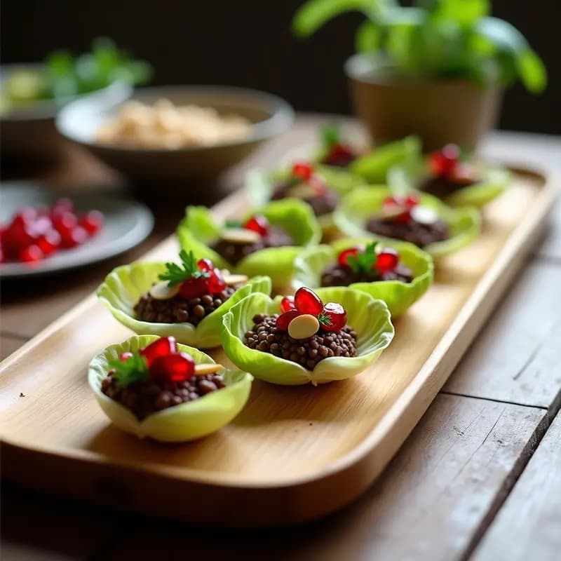 Canapés de Endibia con Paté de Lentejas Moradas y Granada: Entrante Elegante y Sin Gluten