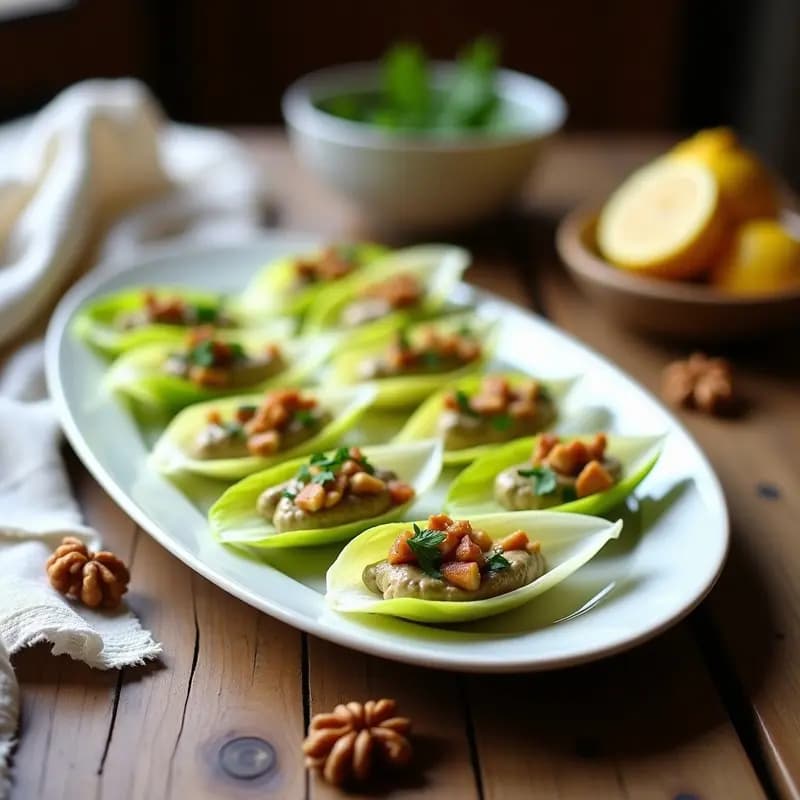 Canapés de Endivia con Paté de Alcachofa y Nueces: Aperitivo Francés Sin Horno