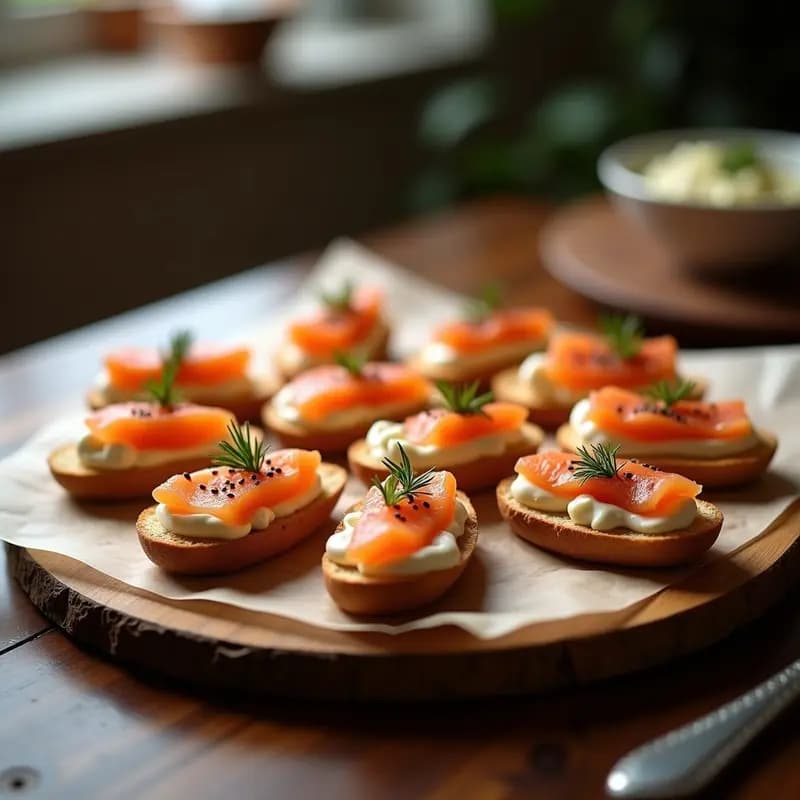 Canapés Franceses de Salmón y Queso Crema: Aperitivo Elegante en 5 Minutos