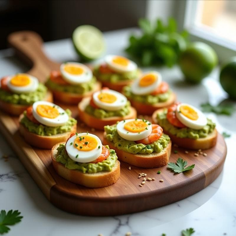 Canapés de Pan de Maíz con Paté de Aguacate y langostinos: Aperitivo Sin Gluten en 15 Minutos