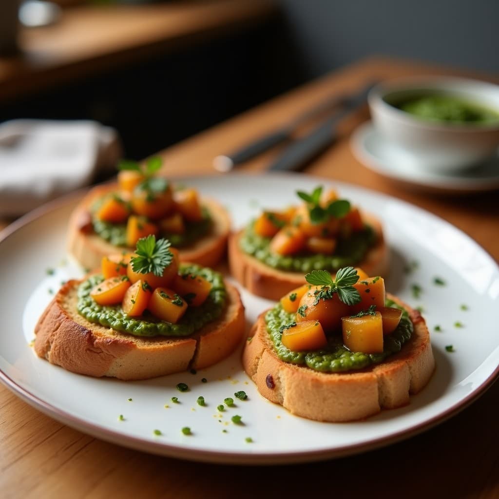 Canapés de Pan de Molde Integral con Berenjena Asada y Pesto de Tomate Seco: Aperitivo Vegano