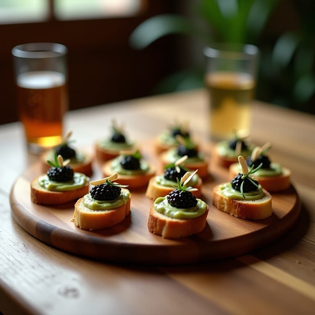Canapés de Pan de Algodas con Paté de Calabacín Ahumado y Caviar de Berenjena: Receta Española Vegana