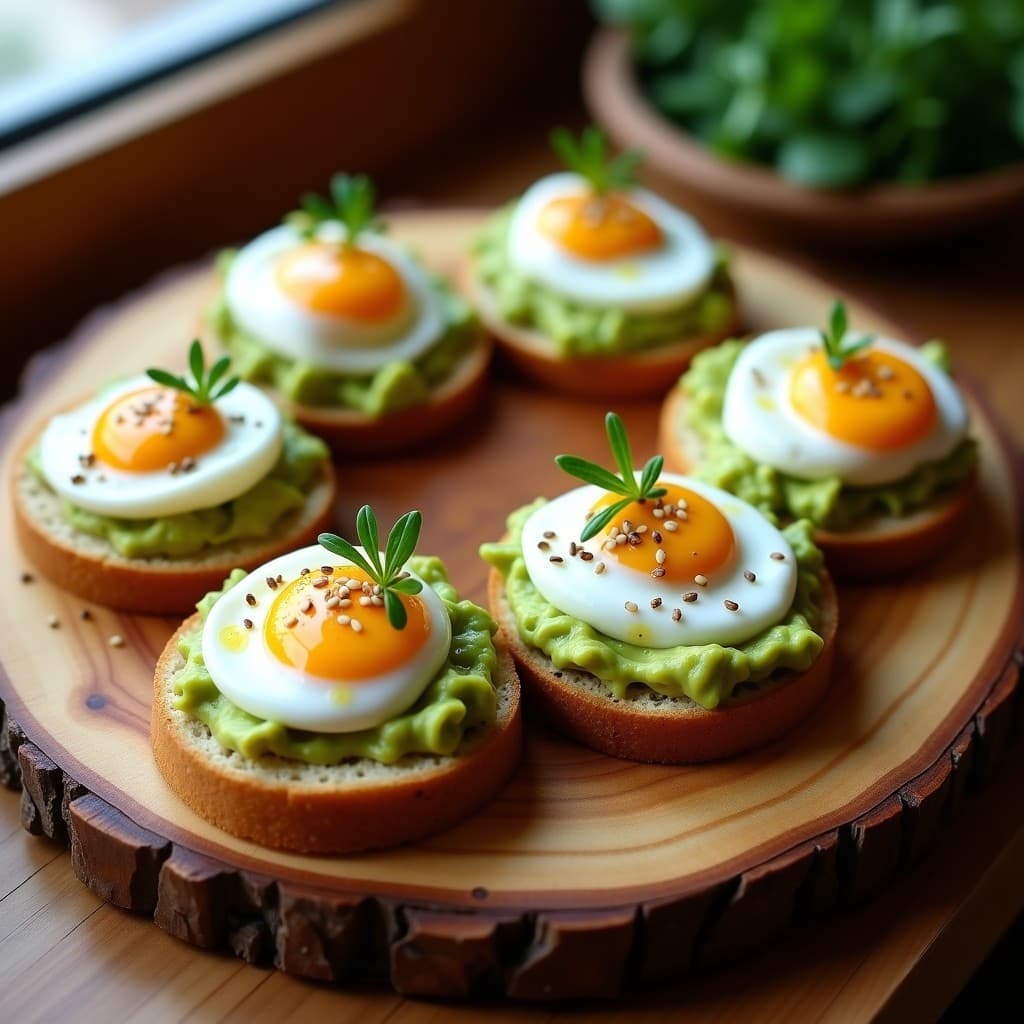 Canapés de Pan de Molde de Almendras con Aguacate y Huevo Poché: Receta Keto y Elegante
