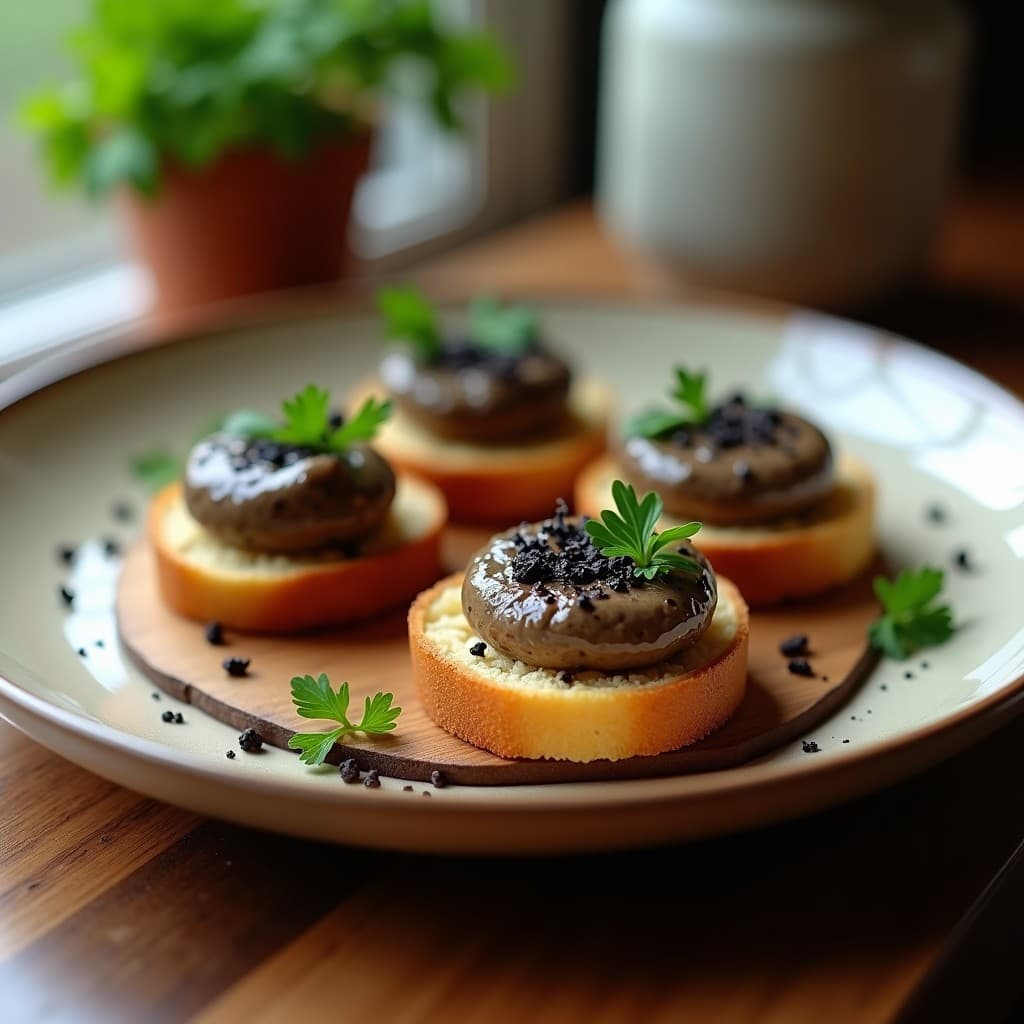 Canapés de Pan de Castaña con Paté de Hongos porcini y Trufa: Aperitivo Elegante Sin Gluten
