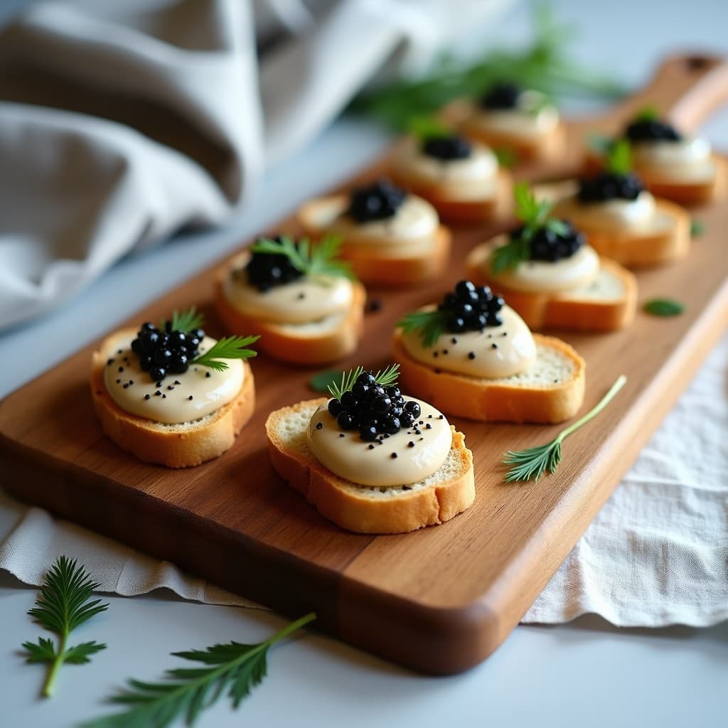 Canapés de Pan de Centeno con Crema de Raíz de Apio y Caviar de Lentejas: Entrante Sueco Sin Gluten