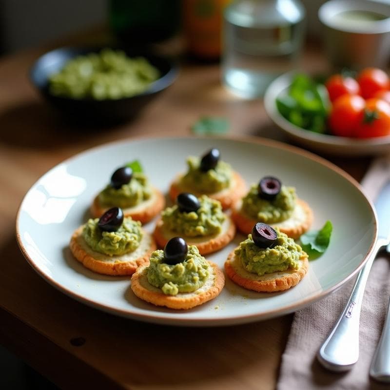 Canapés de Pan de Insectos con Paté de Aceitunas Kalamata: Aperitivo Mediterráneo Sostenible