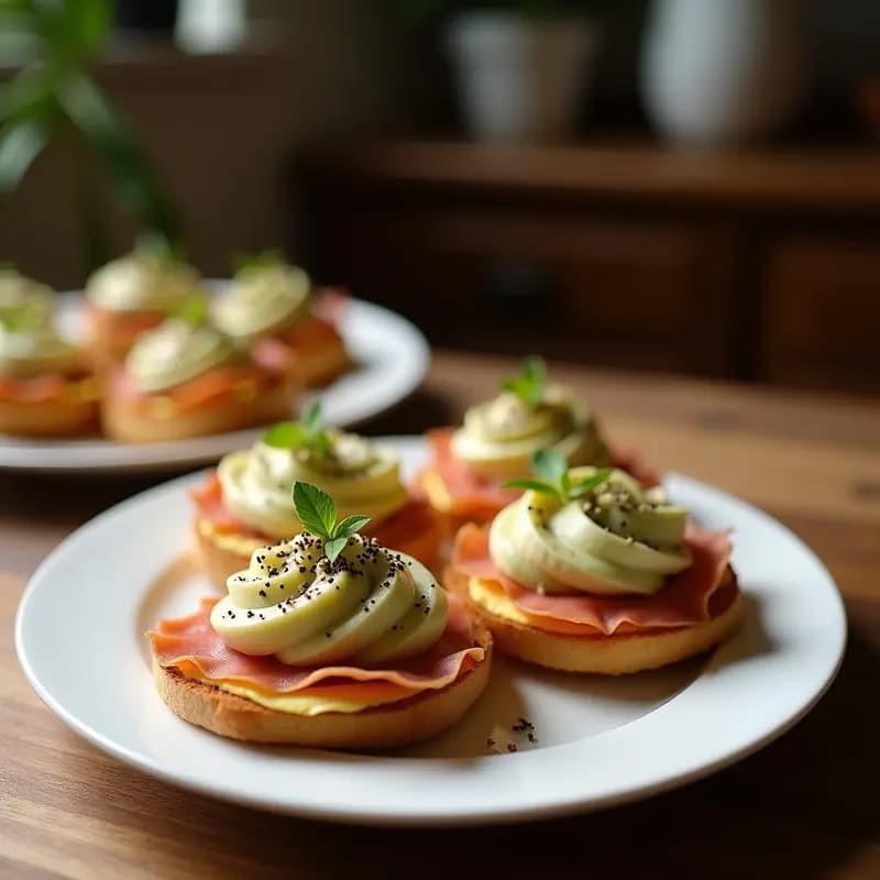 Canapés de Pan de Molde Integral con Puré de Alcachofa y Jamón Serrano Cruzado: Aperitivo Gourmet en 10 Minutos