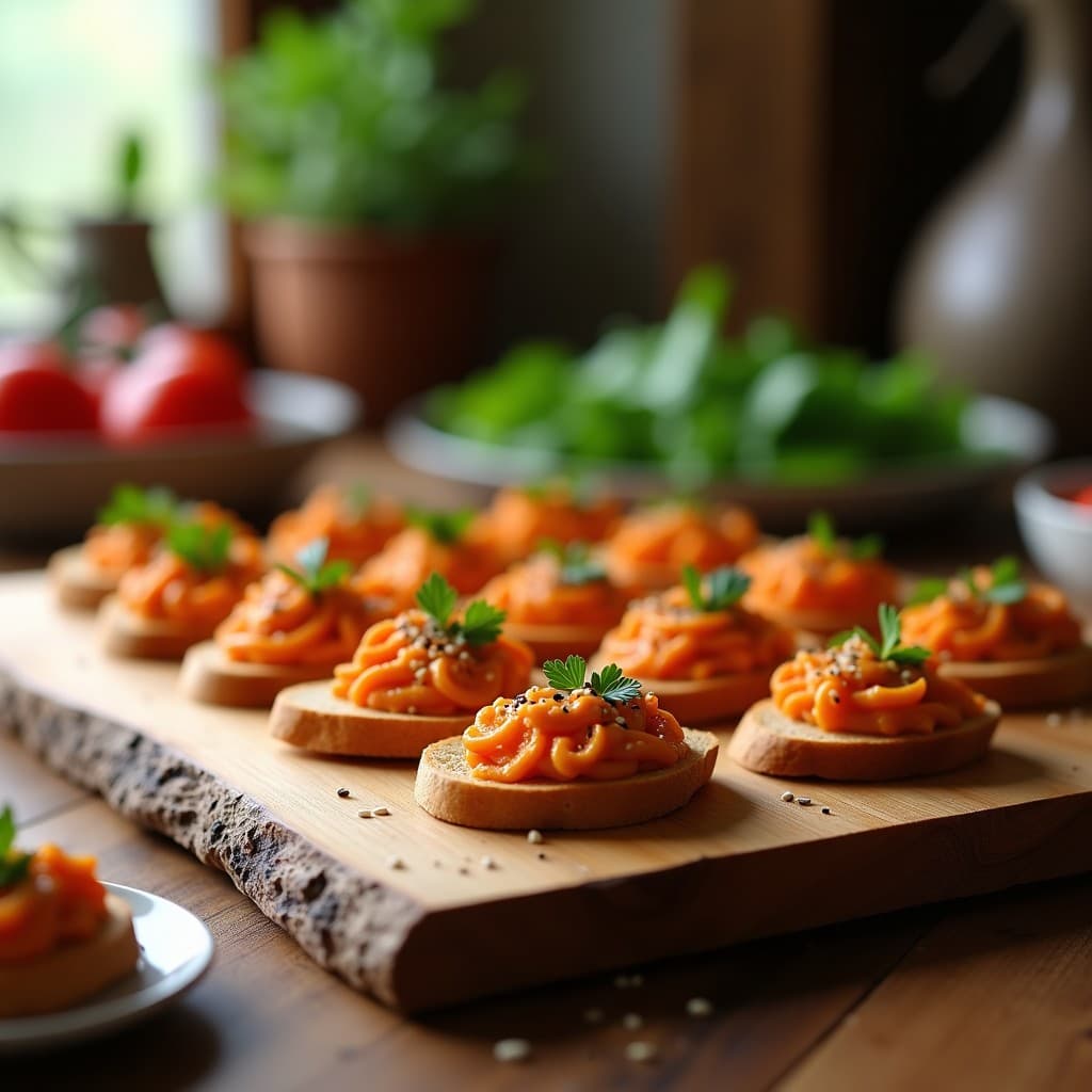Canapés de Pan de Molde Integral con Puré de Garbanzos y Pimentón: Aperitivo Español Vegano y Rápido