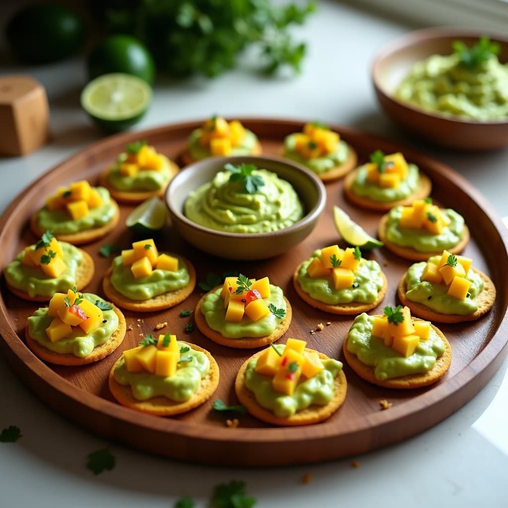 Canapés de Pan de Maíz con Guacamole de Mango y Habanero: Receta Mexicana Picante en 10 Minutos