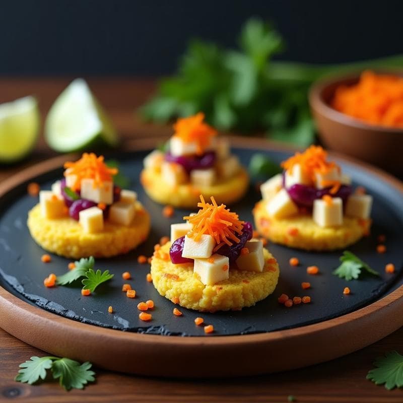 Canapés de Pan de Maíz y Ceviche de Corvina Ahumada: Receta Peruana sin Gluten