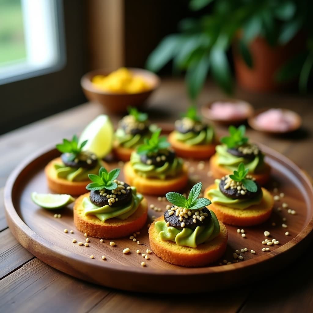 Canapés de Pan de Maíz con Guacamole de Aguacate Negro: Receta Peruana sin Horno