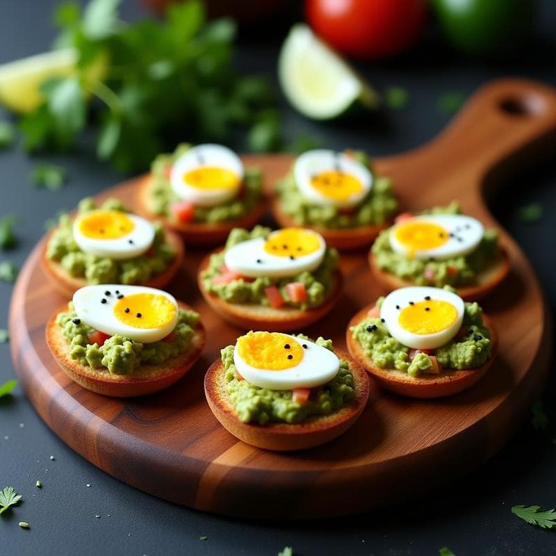 Canapés de Pan de Maíz con Guacamole y Huevo de Codorniz: Aperitivo Mexicano Sin Gluten