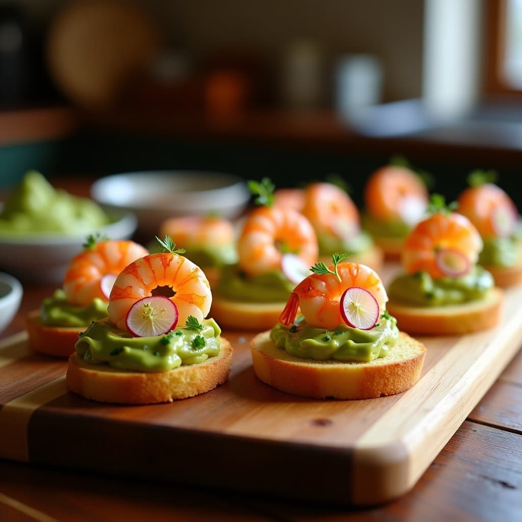 Canapés de Pan de Maíz con Guacamole y Langostinos: Aperitivo Peruano Gourmet en 15 Minutos