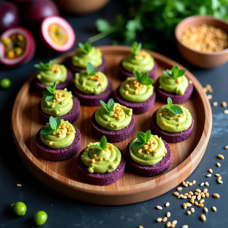 Canapés de Pan de Maíz con Guacamole de Pisos y Granadilla: Receta Peruana Aperitiva