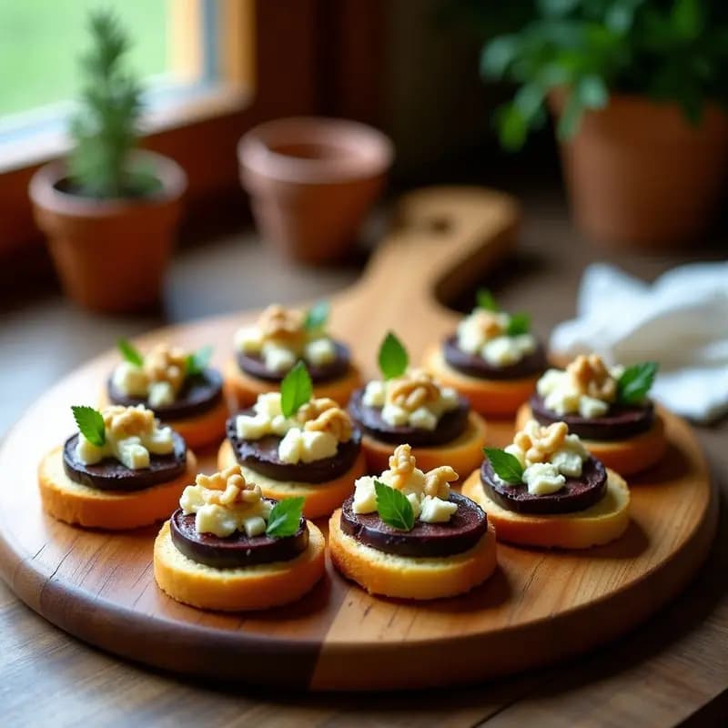 Canapés de Pan de Maíz con Paté de Berenjena Ahumada y Honiki: Receta Chipriota en 10 Minutos