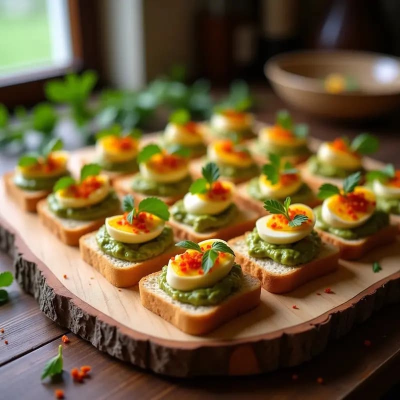 Canapés de Pan de Molde Sin Corteza con Paté de Aceitunas Verdes y Anchoas en Escabeche: Entrante Español Gourmet