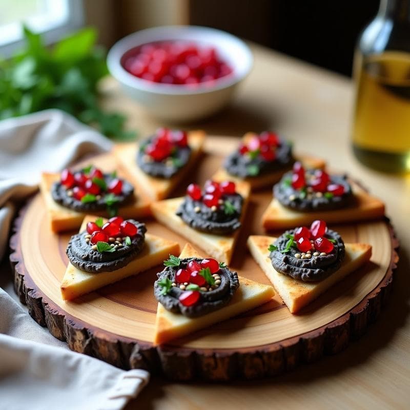Canapés de Pan de Pita con Baba Ganoush y Granada: Aperitivo Árabe Sin Gluten