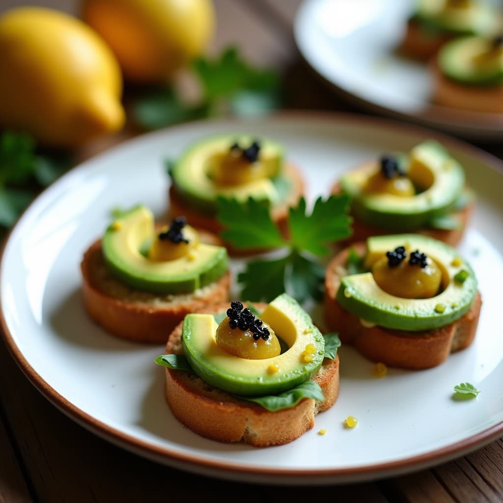Canapés de Pan de Plátano y Aguacate con Caviar de Lulo: Aperitivo Colombiano Keto en 15 Minutos