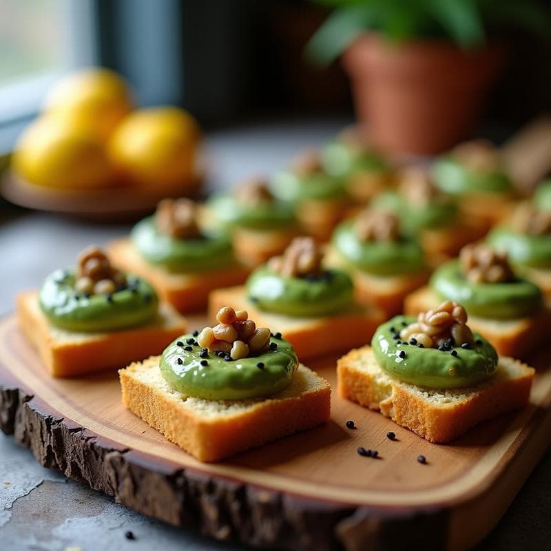 Canapés de Pan de Sorgo con Pâté de Berros y Nueces: Aperitivo Sin Gluten y Alto en Hierro