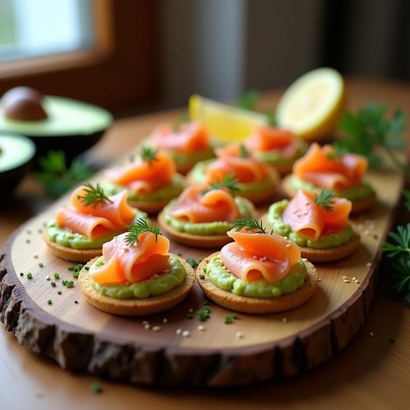 Canapés de Salmón Ahumado y Puré de Aguacate: Aperitivo Keto en 10 Minutos