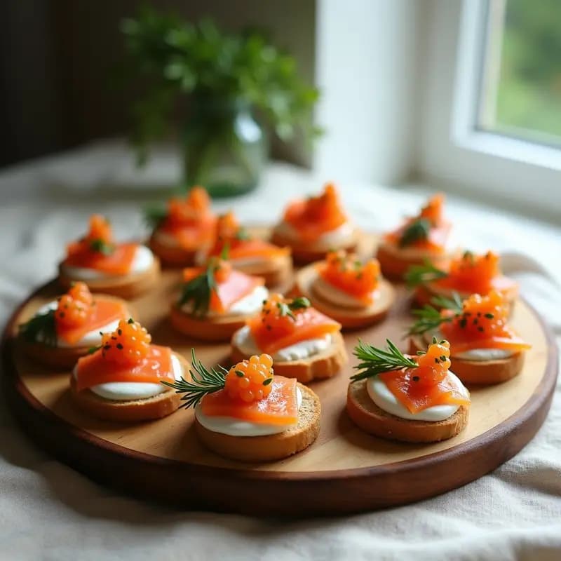 Canapés de Salmón Ahumado y Queso Cream Cheese con Eneldo: Receta Escandinava para Fiestas