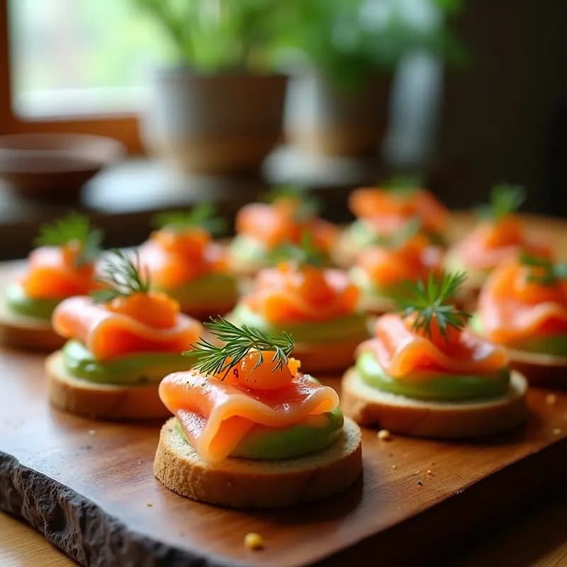 Canapés de Salmón y Crema de Aguacate: Tapa Española Alta en Omega 3