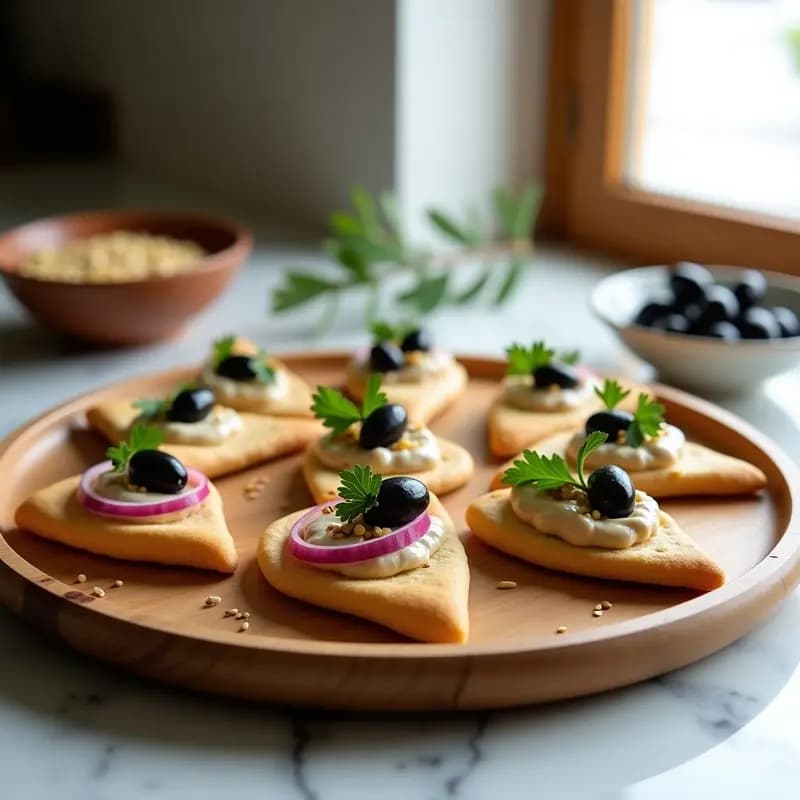 Canapés de Pan de Pita con Taramosalata Vegana de Garbanzos: Receta Griega en 10 Minutos