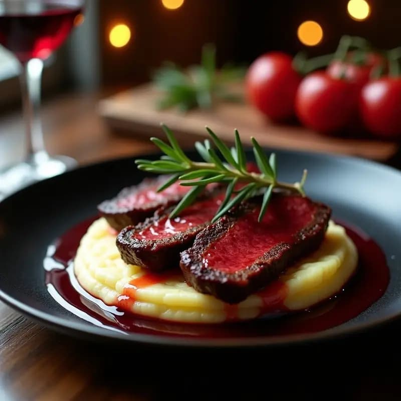 Cancan de Res con Puré de Papa y Salsa de Vino Tinto: Receta Argentina Tradicional
