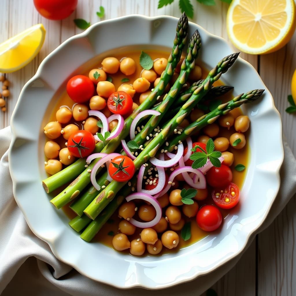 Cancato de Garbanzos y Espárragos con Vinagreta de Limón: Receta Peruana Vegana