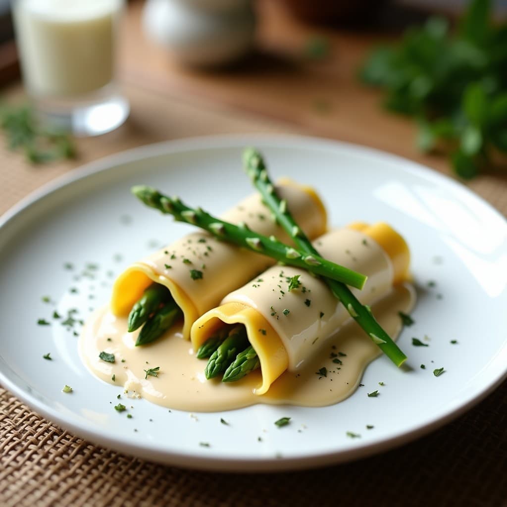 Canelon de Espárragos Trigueros y Bechamel de Anacardos: Receta Vegana Sin Horno en Thermomix