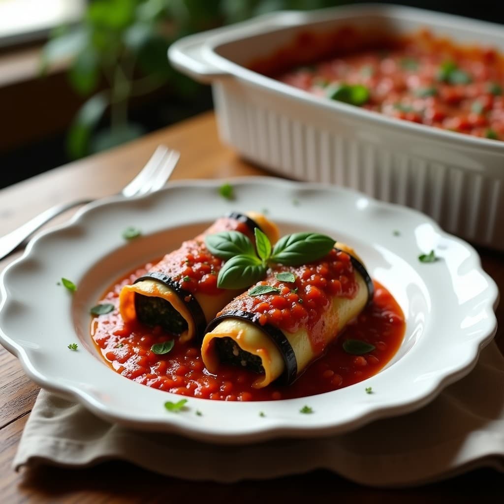Canelones de Berenjena Rellenos de Espinaca y Queso de Castaña: Receta Vegana al Horno