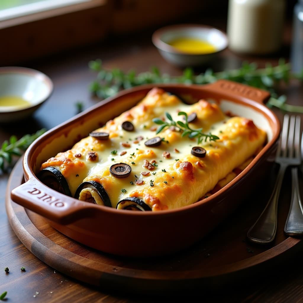 Canelones de Berenjena con Relleno de Hongos Portobello y Trufa: Receta Vegana y Sin Pasta