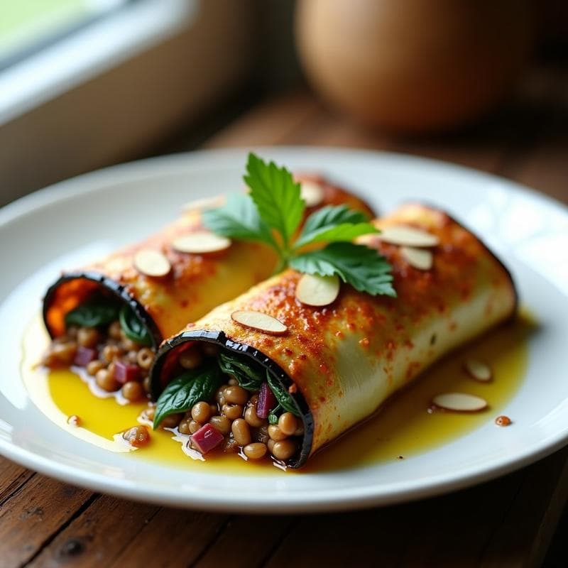 Canelones de Berenjena con Relleno de Lentejas y Espinacas: Receta en Airfryer Sin Pasta