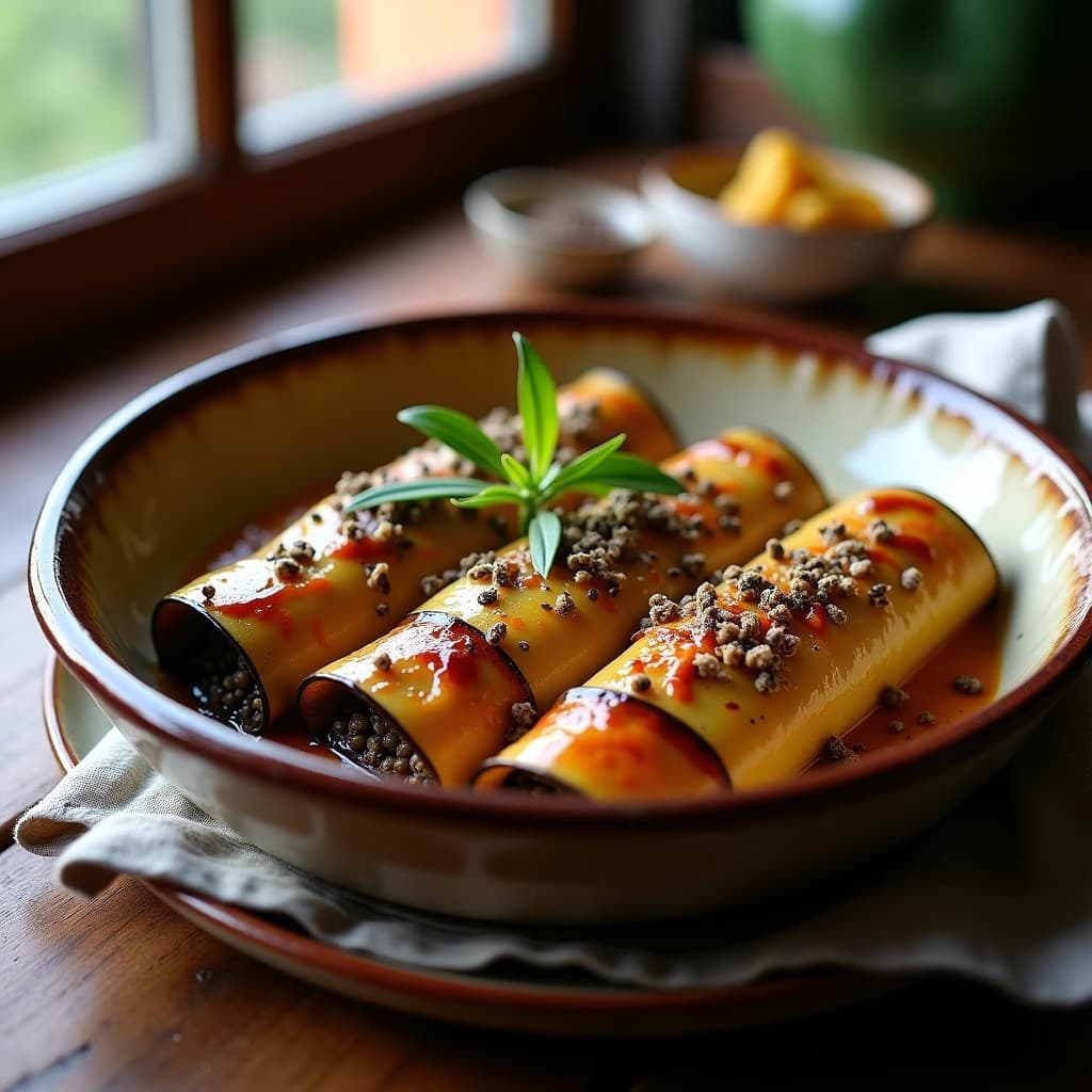 Canelones de Berenjena con Relleno de Lentejas Beluga y Trufa: Receta Italiana en Thermomix