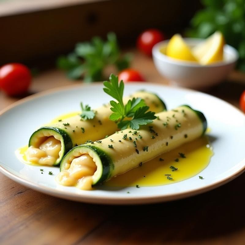 Canelones de Calabacín Rellenos de Brandada de Bacalao Vegana: Receta Española sin Pasta