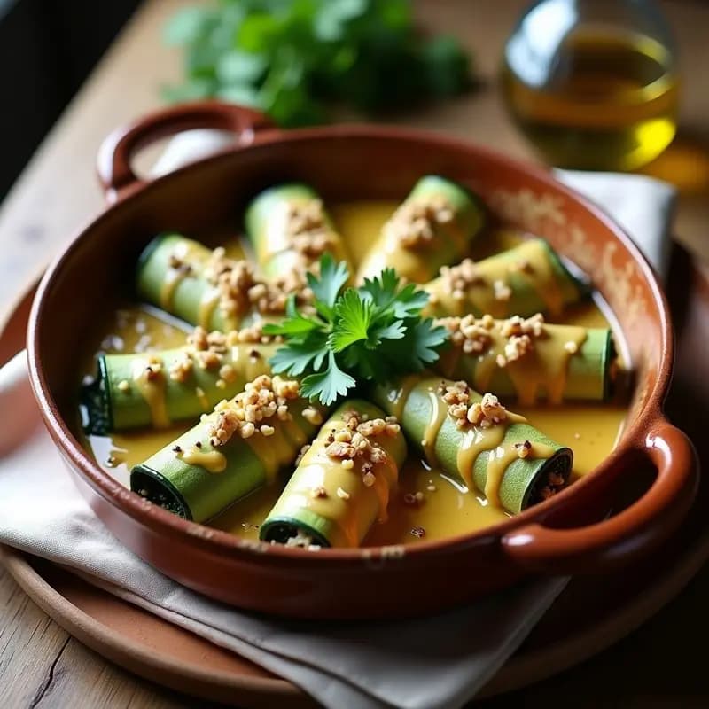 Canelones de Calabacín y Espinacas: Receta catalana baja en carbohidratos con salsa de nueces