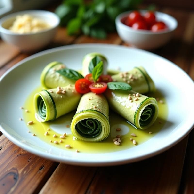 Canelones de Calabacín Rellenos de Espirulina y Anacardos: Receta Crudivegana Sin Cocción
