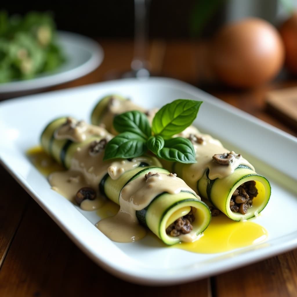 Canelones de Calabacín y Hongos Portobello: Receta Italiana Vegana Sin Horno