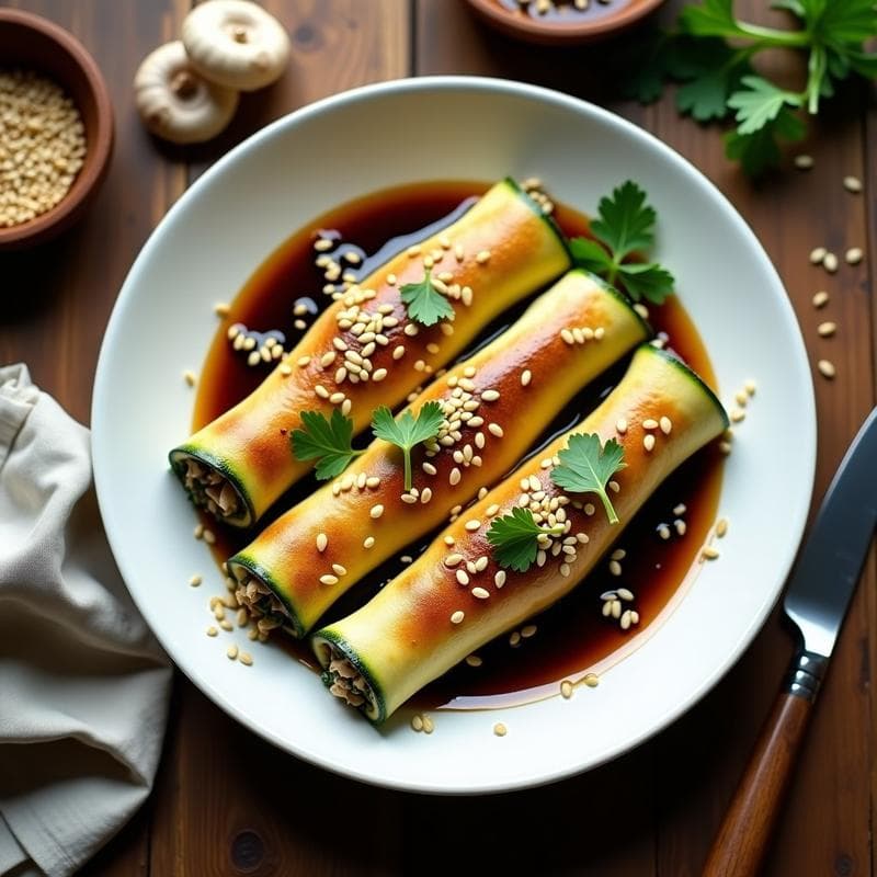 Canelones de Calabacín Rellenos de Hongos Shiitake: Receta Vegana y Baja en Carbohidratos