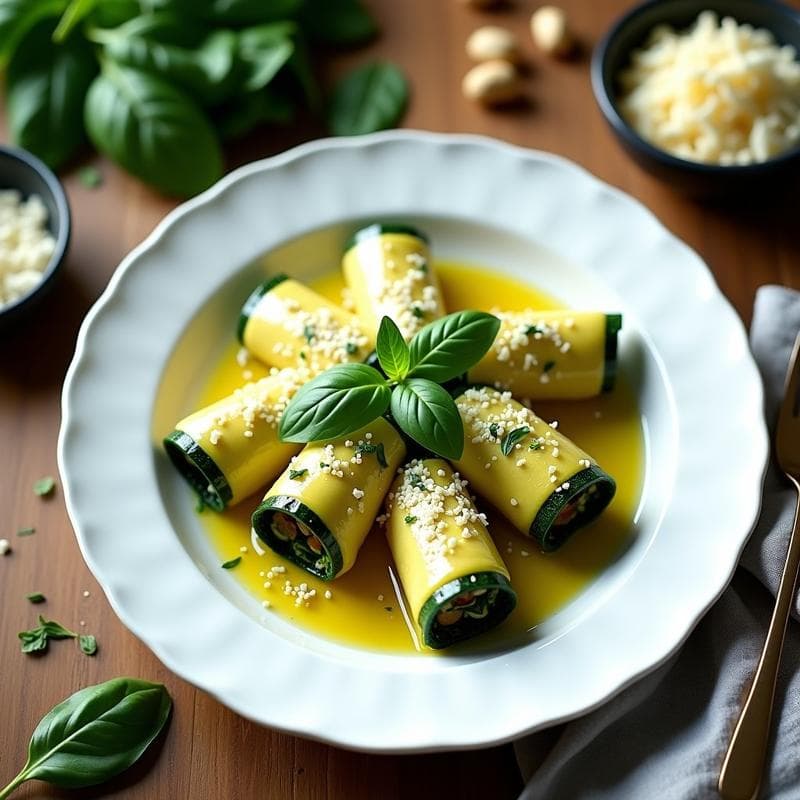 Canelones de Calabacín Rellenos de Tofu y Espinacas: Receta Italiana Keto Sin Horno
