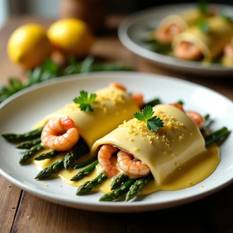 Canelones de Espárragos y Gambas con Salsa Holandesa Light: Receta Italiana Keto