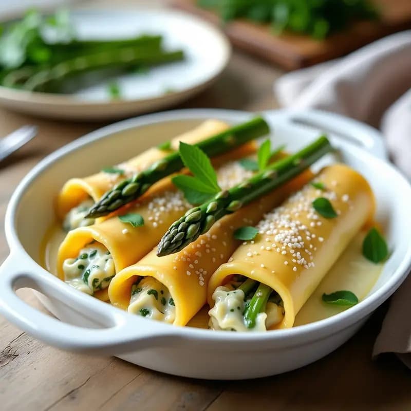 Canelones de Espárragos y Jamón York: Receta Italiana Light Sin Bechamel en Thermomix