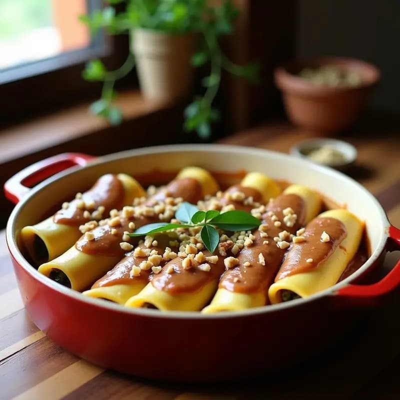 Canelones de Espárragos Morados y Salsa de Nueces: Receta Vegana Gourmet al Horno