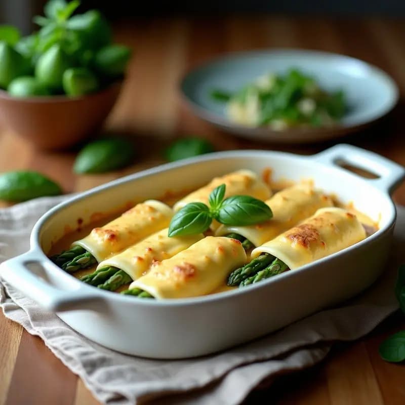 Canelones de Espárragos y Queso de Cabra: Receta Francesa Ligera con Bechamel de Avena