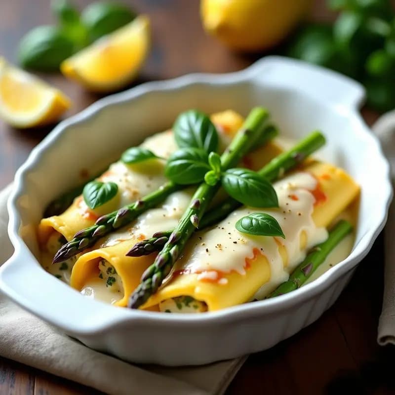 Canelones de Espárragos y Queso Ricotta: Receta Italiana Sin Lácteos con Toque Primaveral
