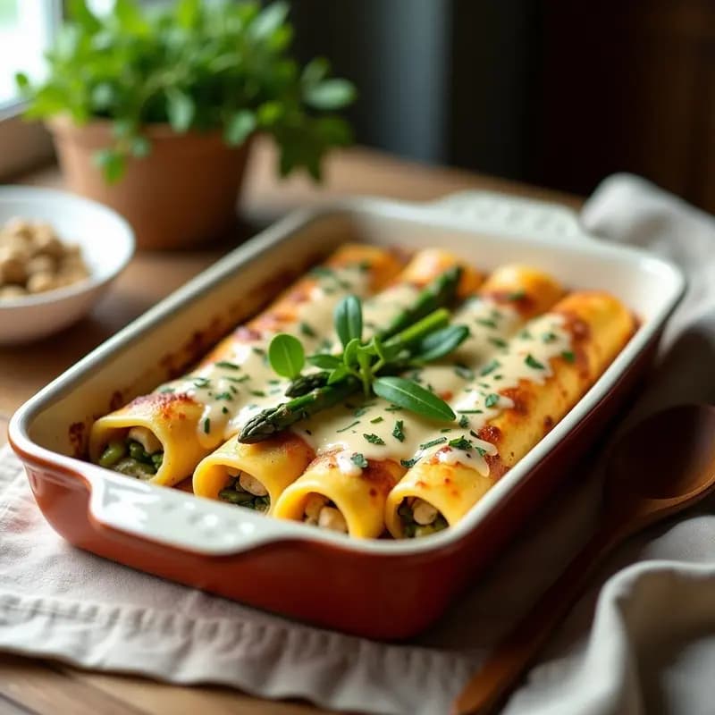 Canelones de Espárragos y Queso Ricotta: Receta Italiana Sin Gluten y Alta en Fibra